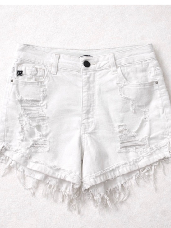 KanCan Pants - KANCAN White Distressed High Rise Denim Shorts Women’s Size 9 / 28